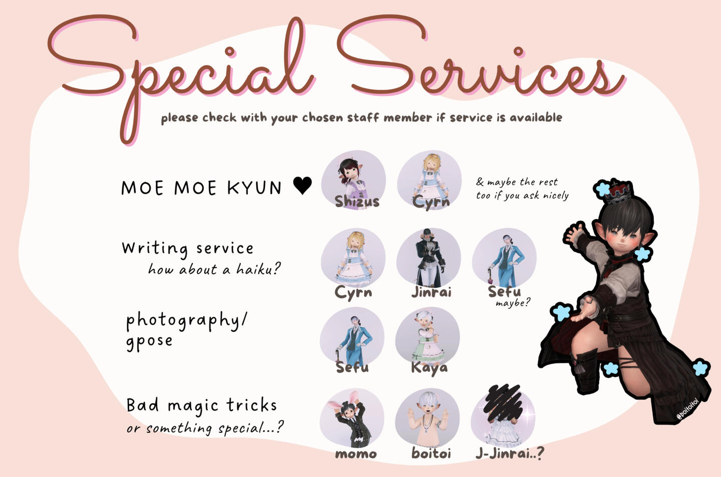 Please ask the staffs for more info!